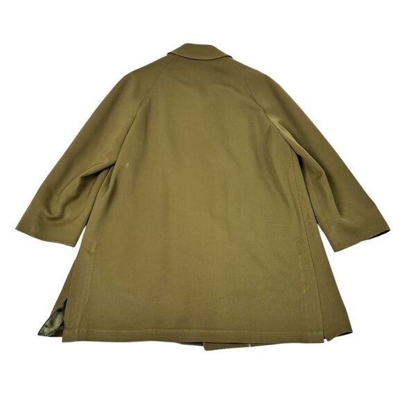 Vintage Alligator Gold Label Pure Virgin Wool Men’s Olive Coat Overcoat Trench - Picture 5 of 8